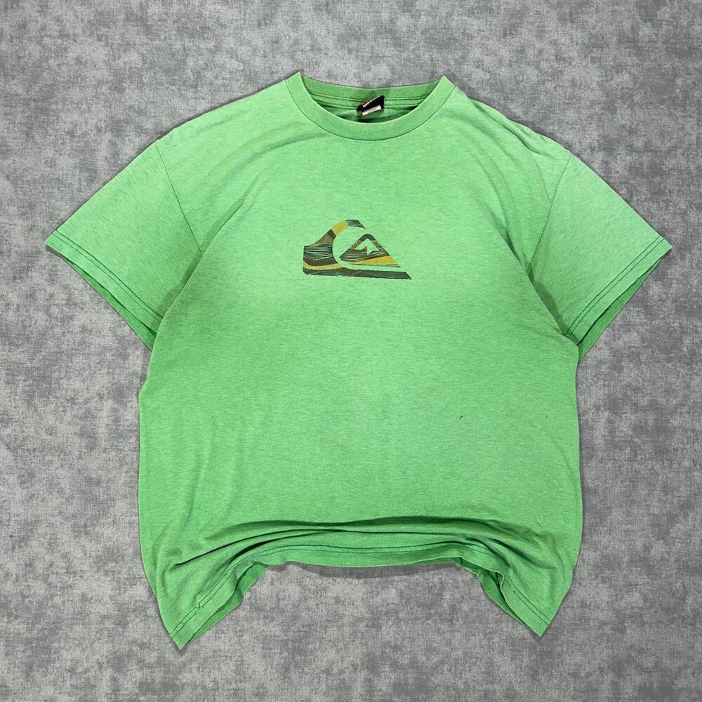 VTG Y2K Quiksilver green sun faded lightweight surfwear casual tshirt mens L